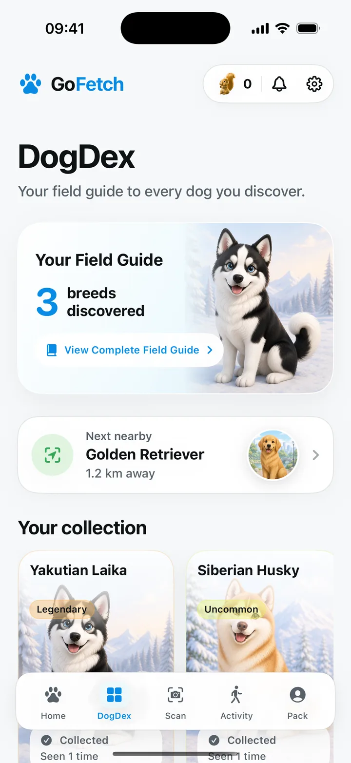 The GoFetch DogDex field guide