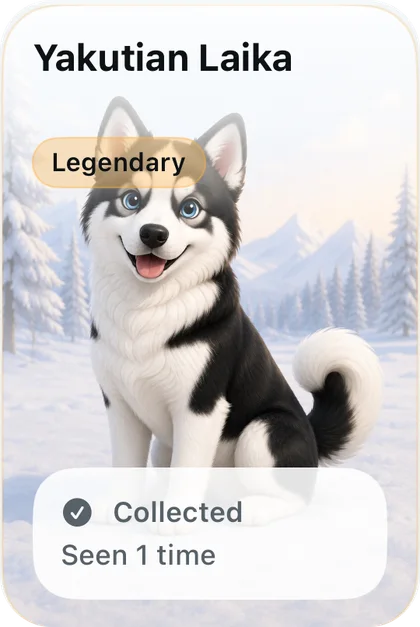 DogDex card: Yakutian Laika, Legendary, collected