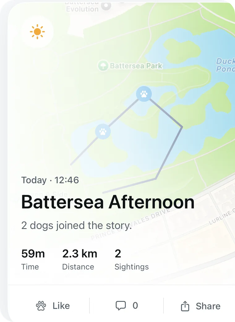 Battersea Afternoon walk: 59 minutes, 2.3 km, 2 sightings